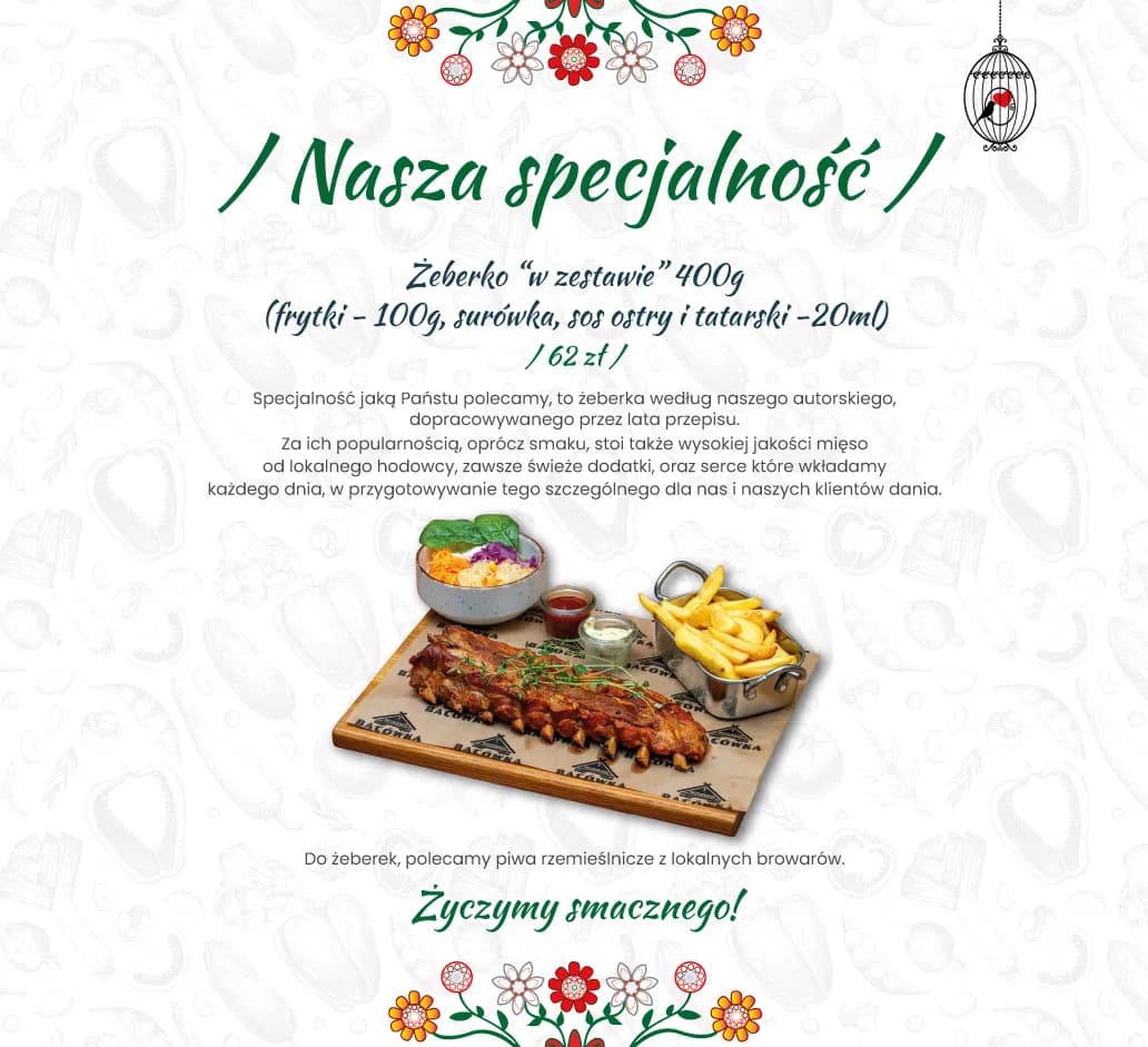 Menu restauracji Bacówka - poznaj smaki, które musisz spróbować